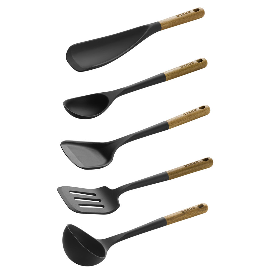 Staub Silicone with Wood Handle 5-Piece Cooking Utensil Set
